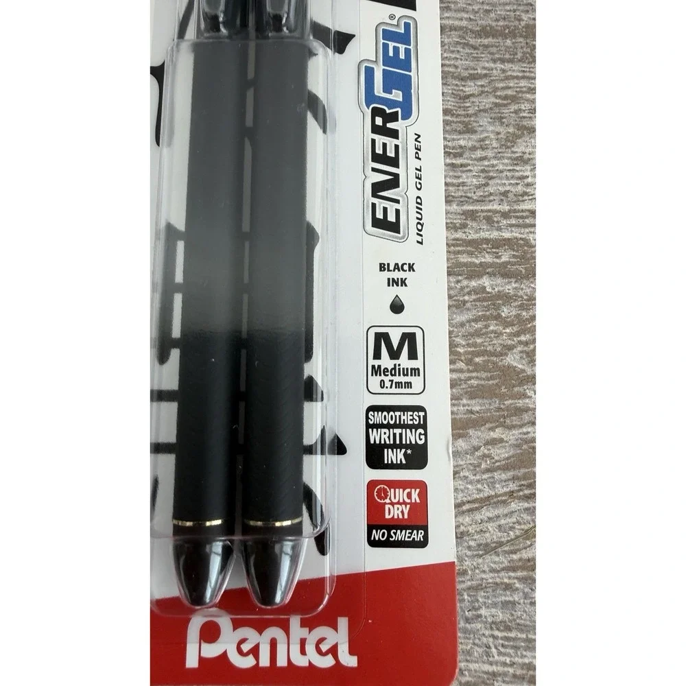 EnerGel Pro Black Gel Pens 0.7mm Quick Drying Permanent Ink Pack of 2